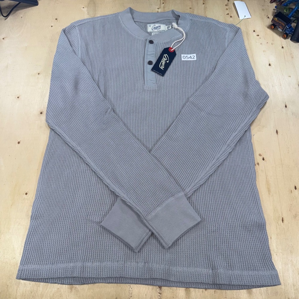 Grayers Clothiers Mens Gray Waffle Knit Cotton Henley Long Sleeve Shirt Size M